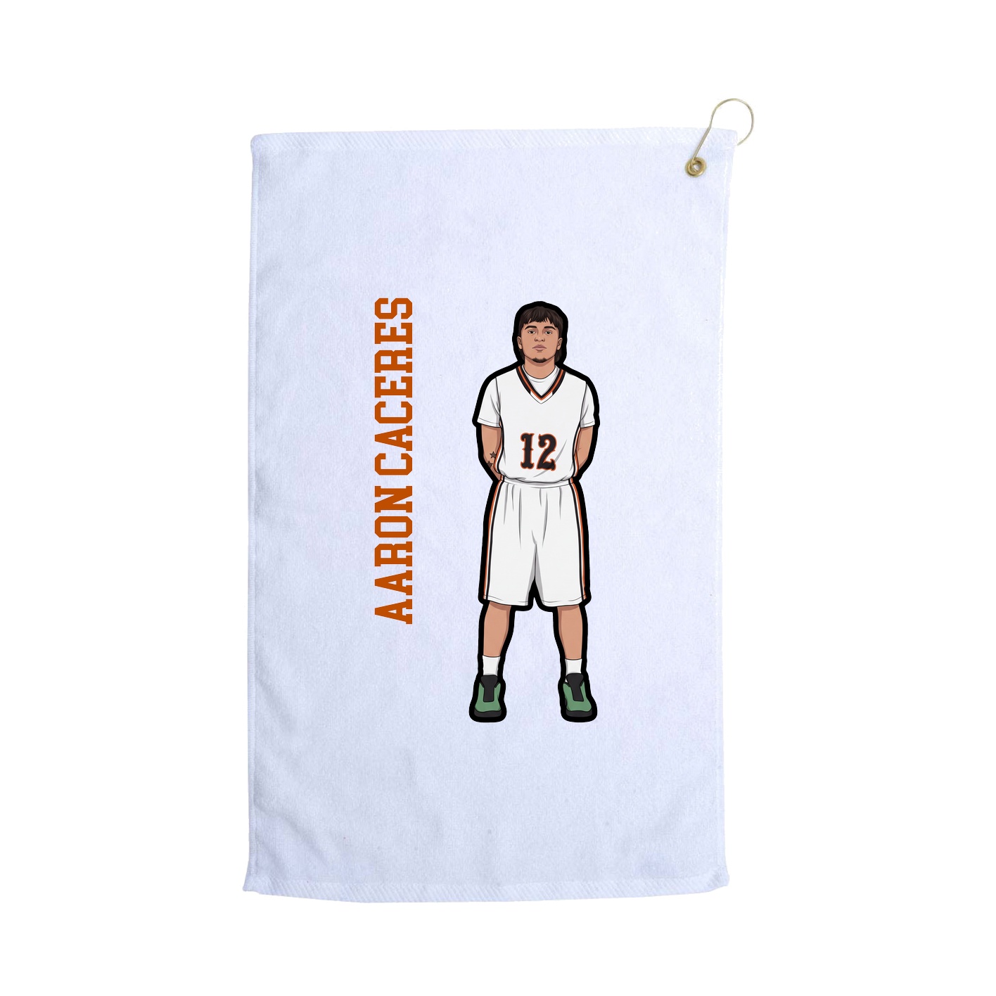 Golf Towel — Name Vertical in White