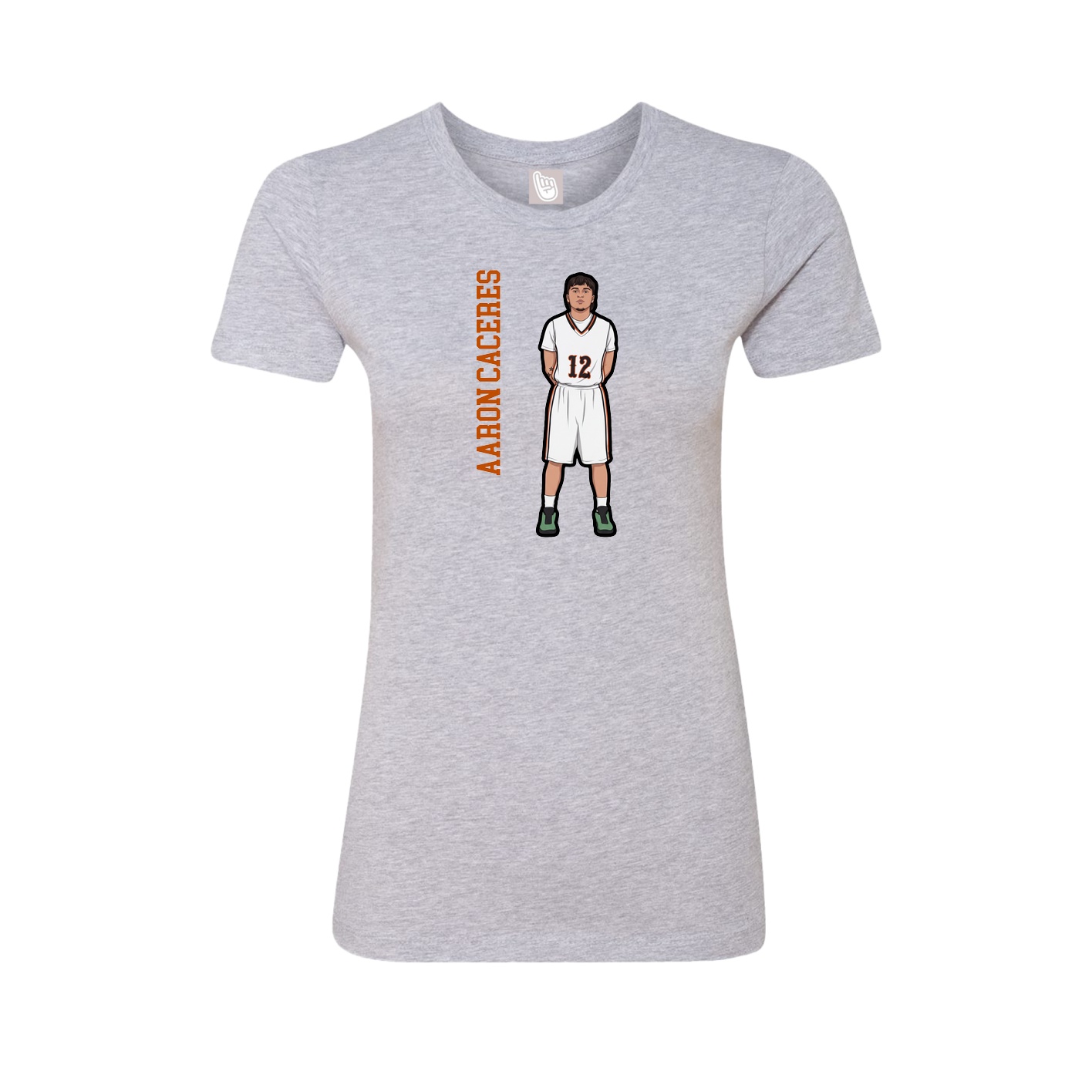 Fitted Women's Tee — Name Vertical in Grey