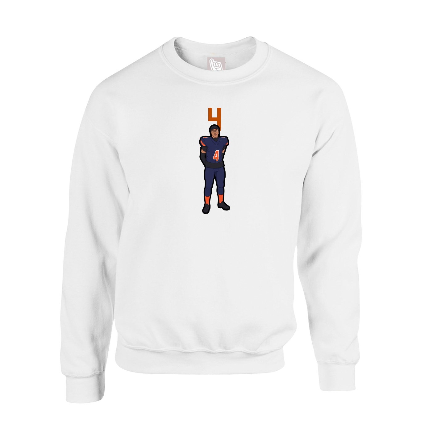 Fleece Crew — Number Top in White