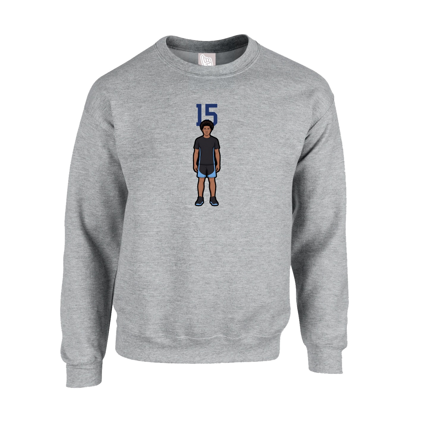 Fleece Crew — Number Top in Grey
