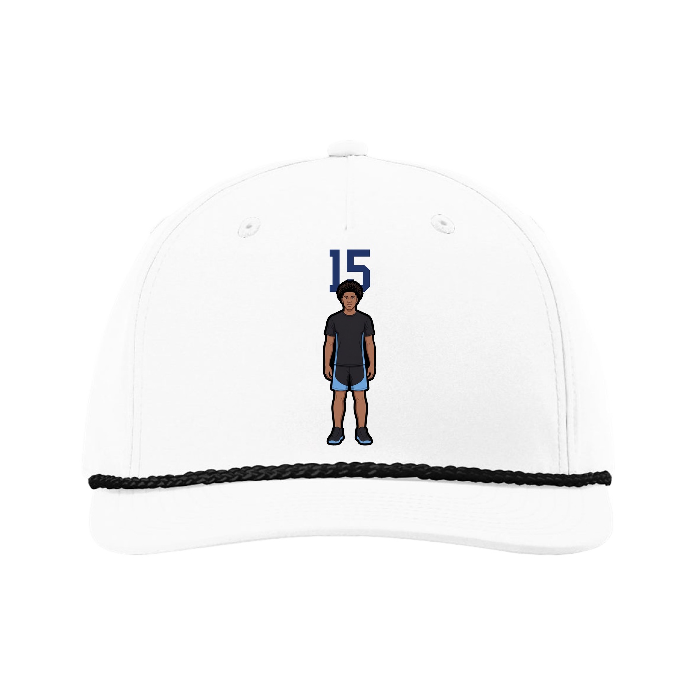 Five-Panel Classic Rope Cap — Number Top in White