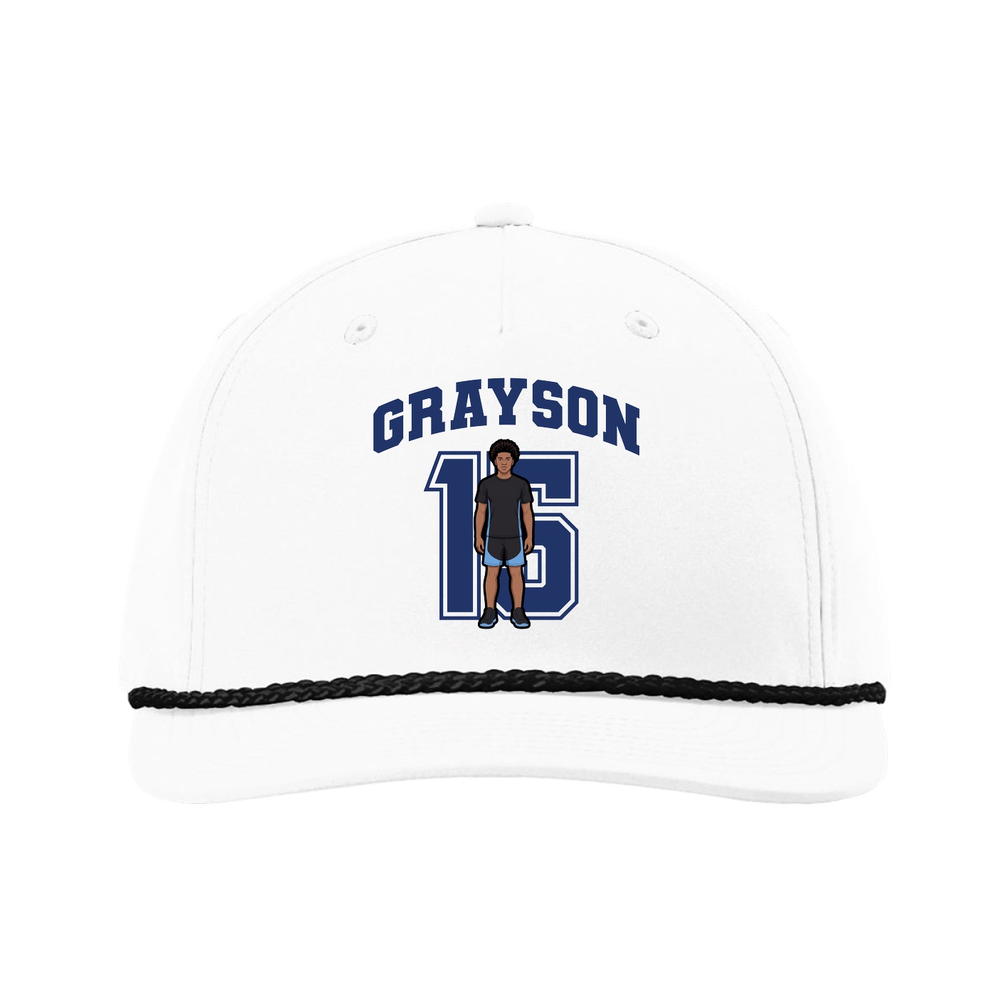 Five-Panel Classic Rope Cap — Number in White