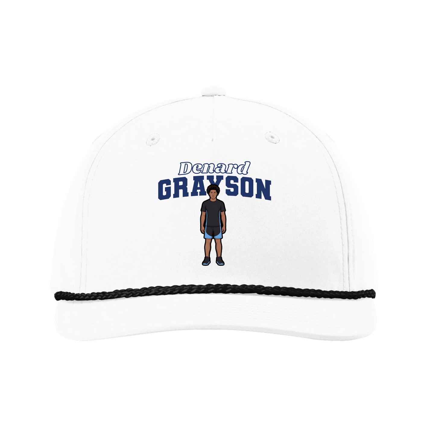 Five-Panel Classic Rope Cap — Name Arch in White