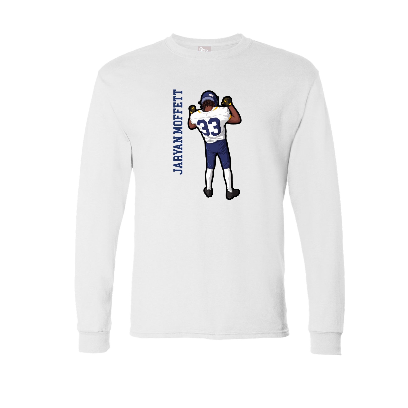 Long Sleeve Tee — Name Vertical in White