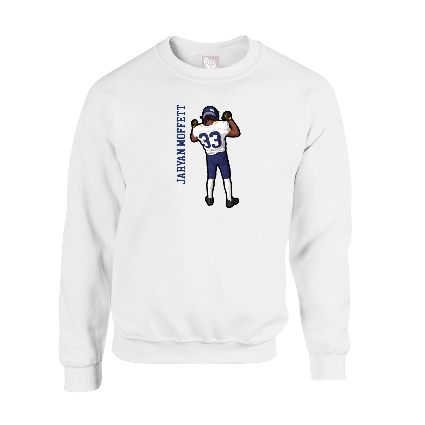 Fleece Crew — Name Vertical in White