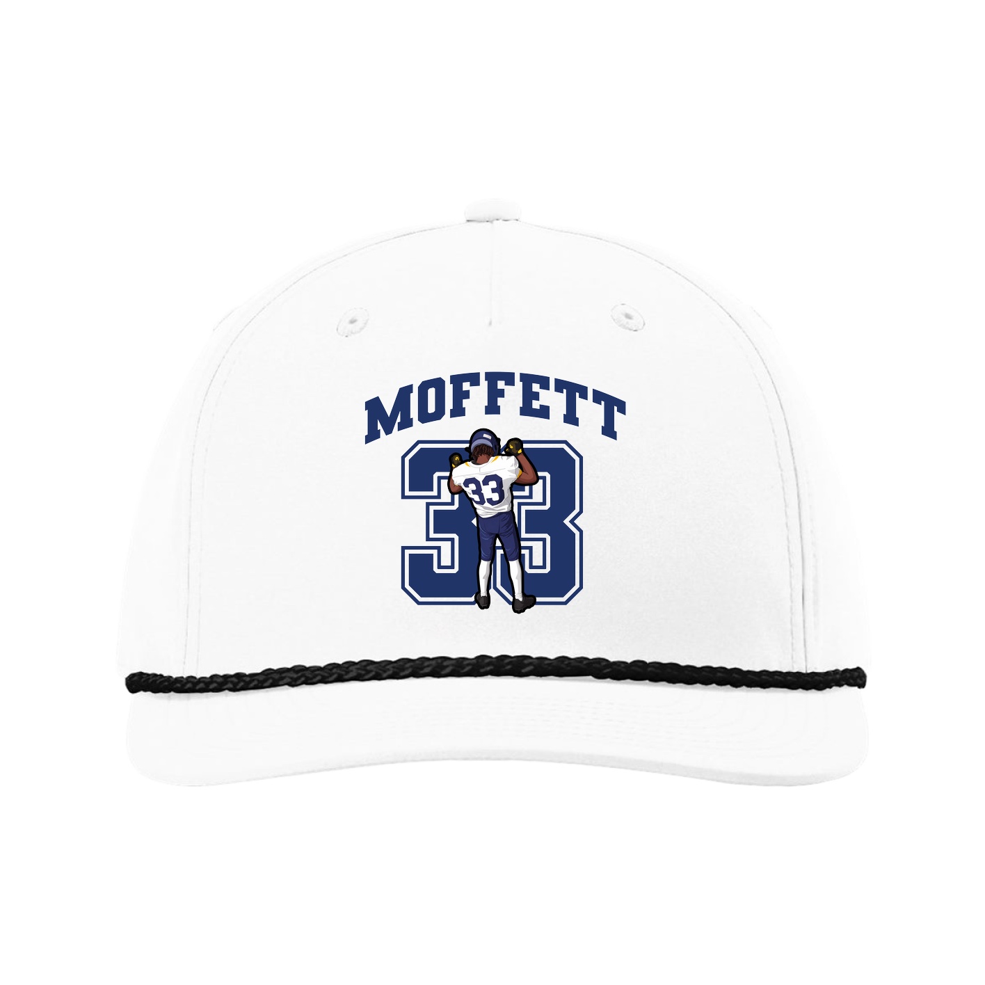 Five-Panel Classic Rope Cap — Number in White