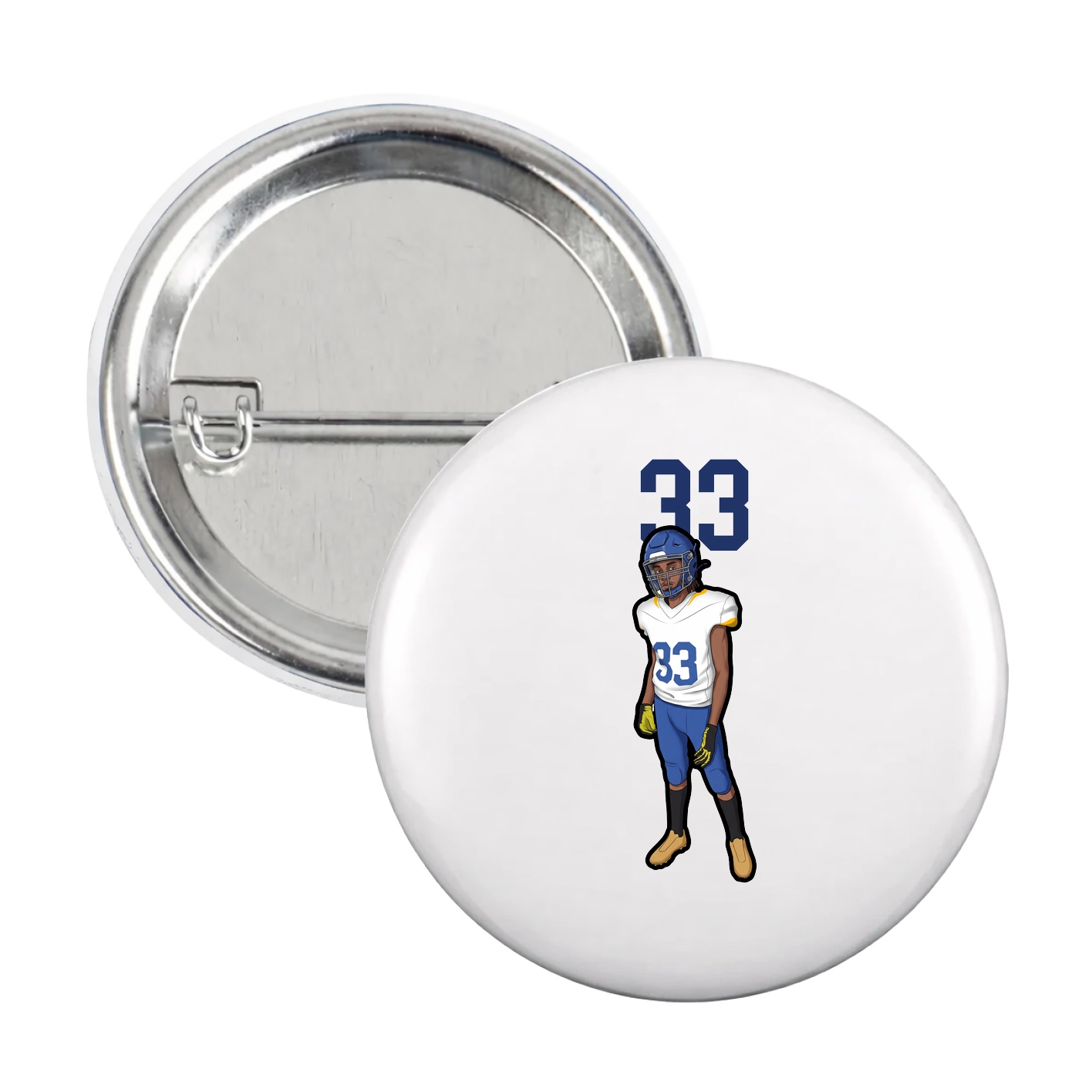 Game Day Button — Number Top in White