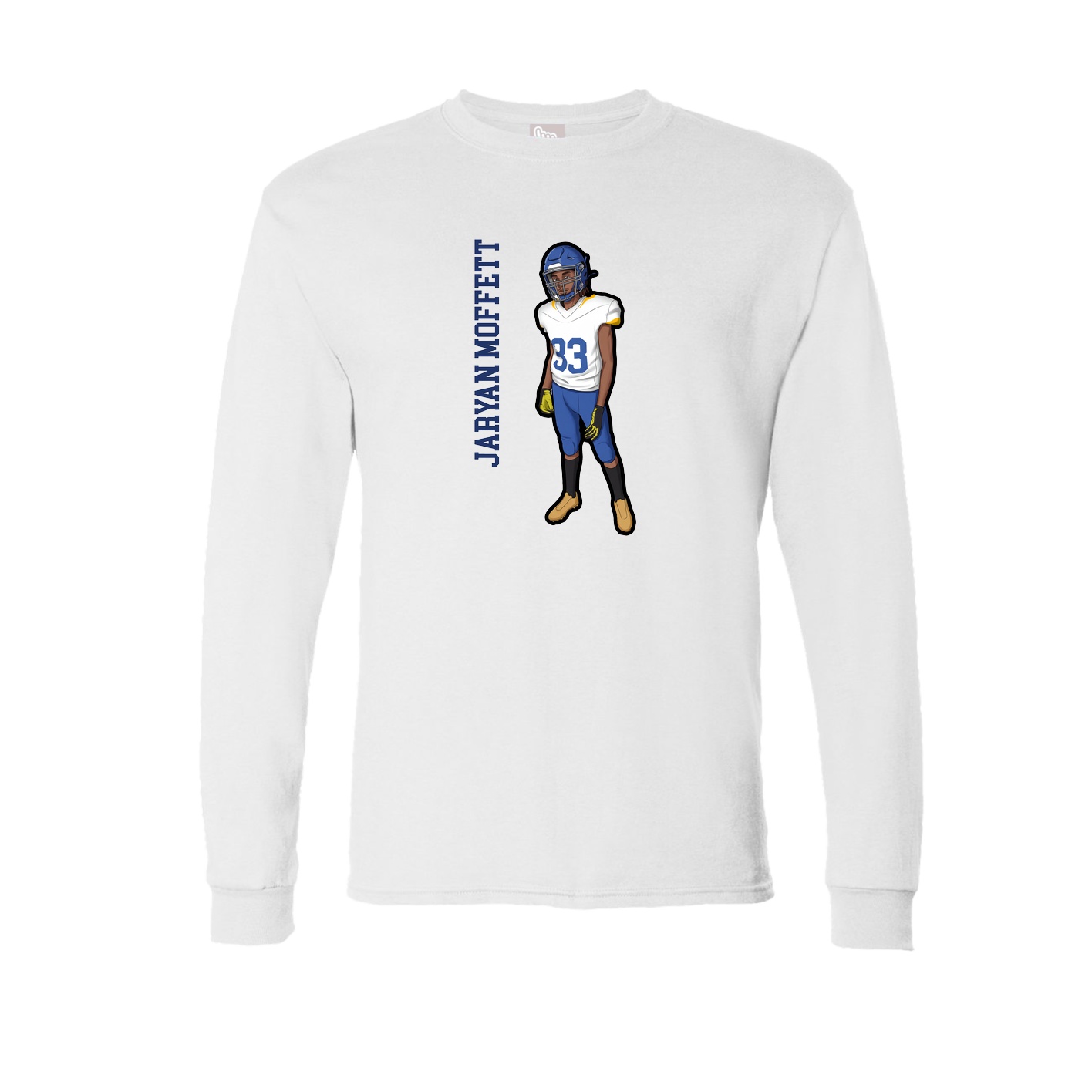 Long Sleeve Tee — Name Vertical in White