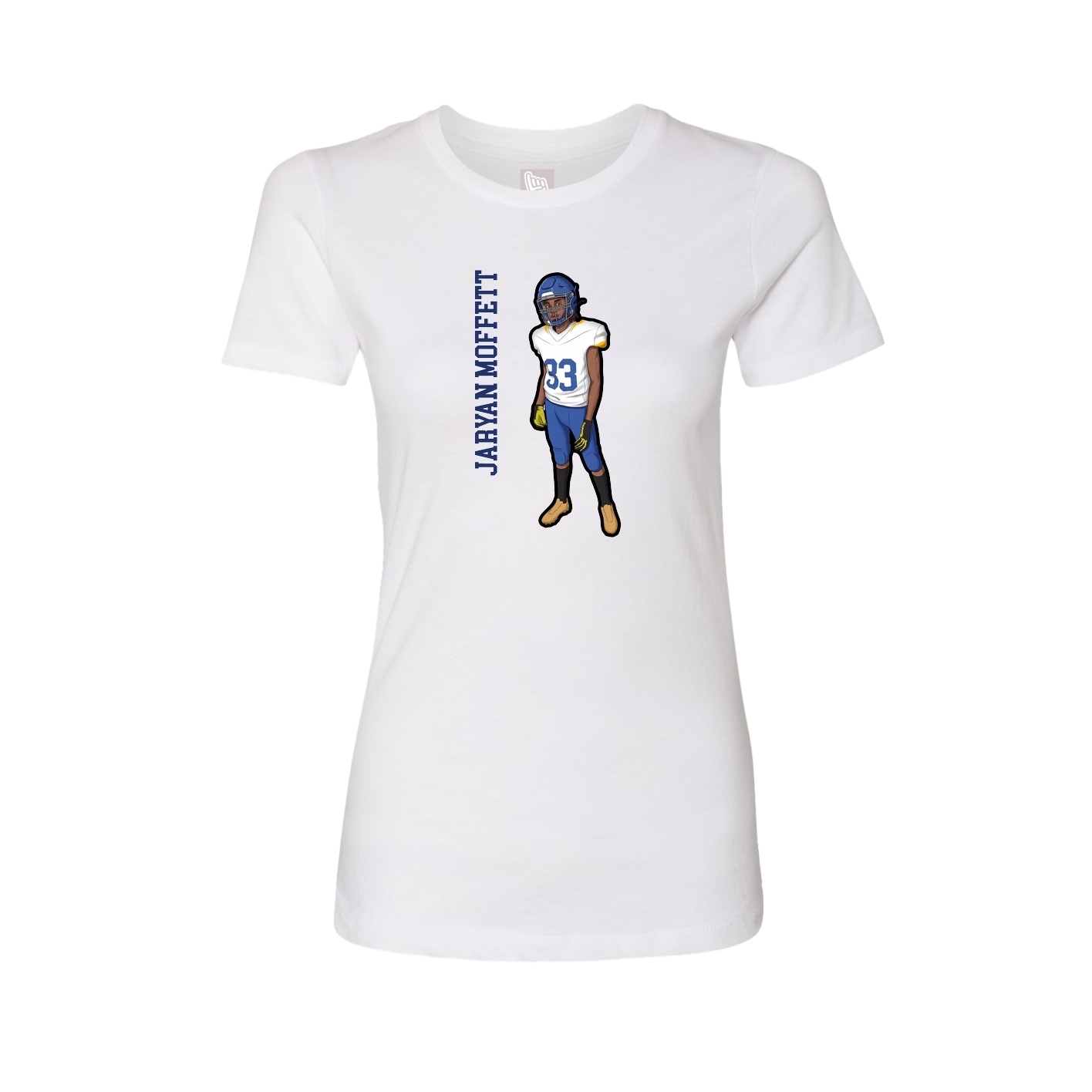Fitted Women's Tee — Name Vertical in White