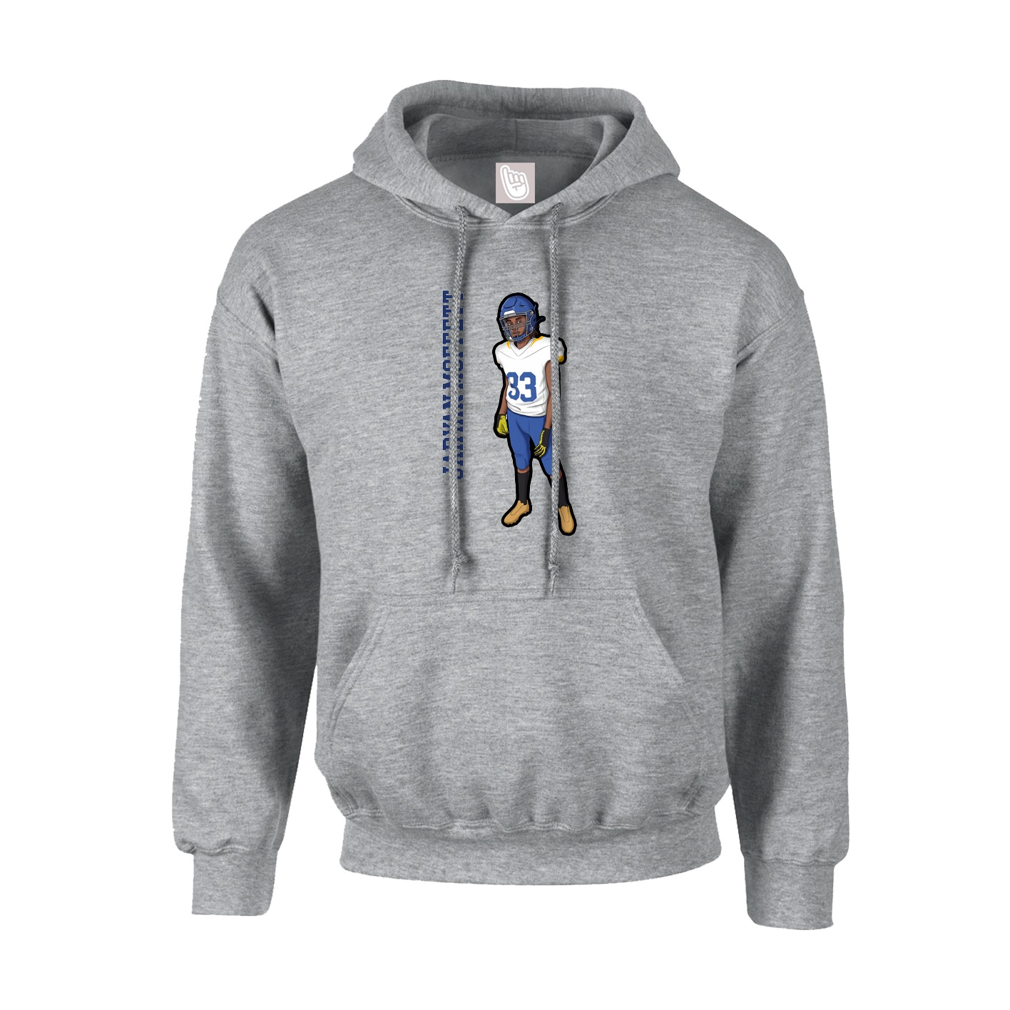 Hoodie — Name Vertical in Grey