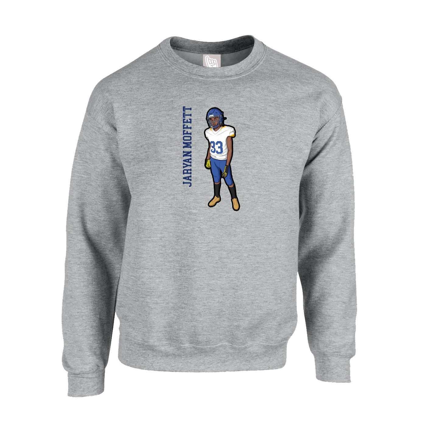 Fleece Crew — Name Vertical in Grey