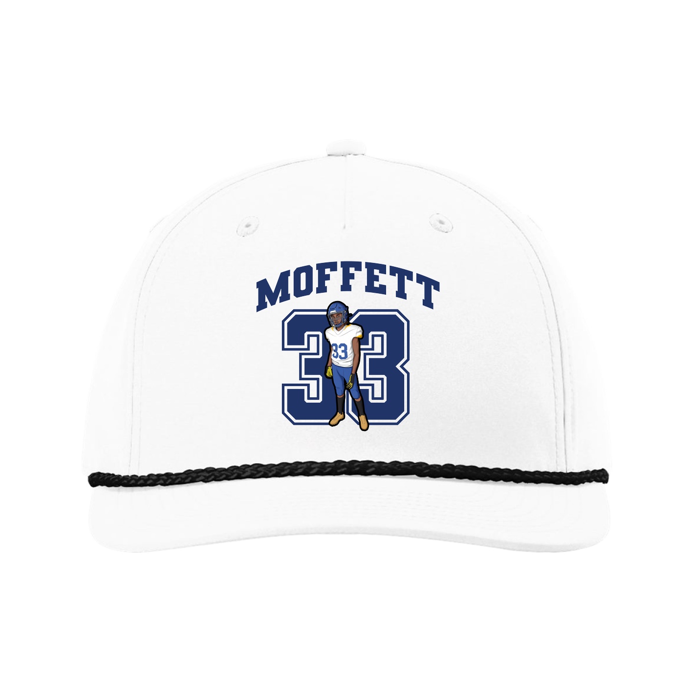 Five-Panel Classic Rope Cap — Number in White
