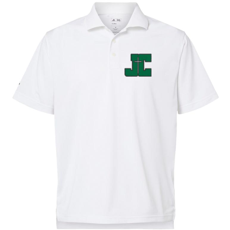 Men's Adidas Polo - White/ Black - Embroidery Text Drop