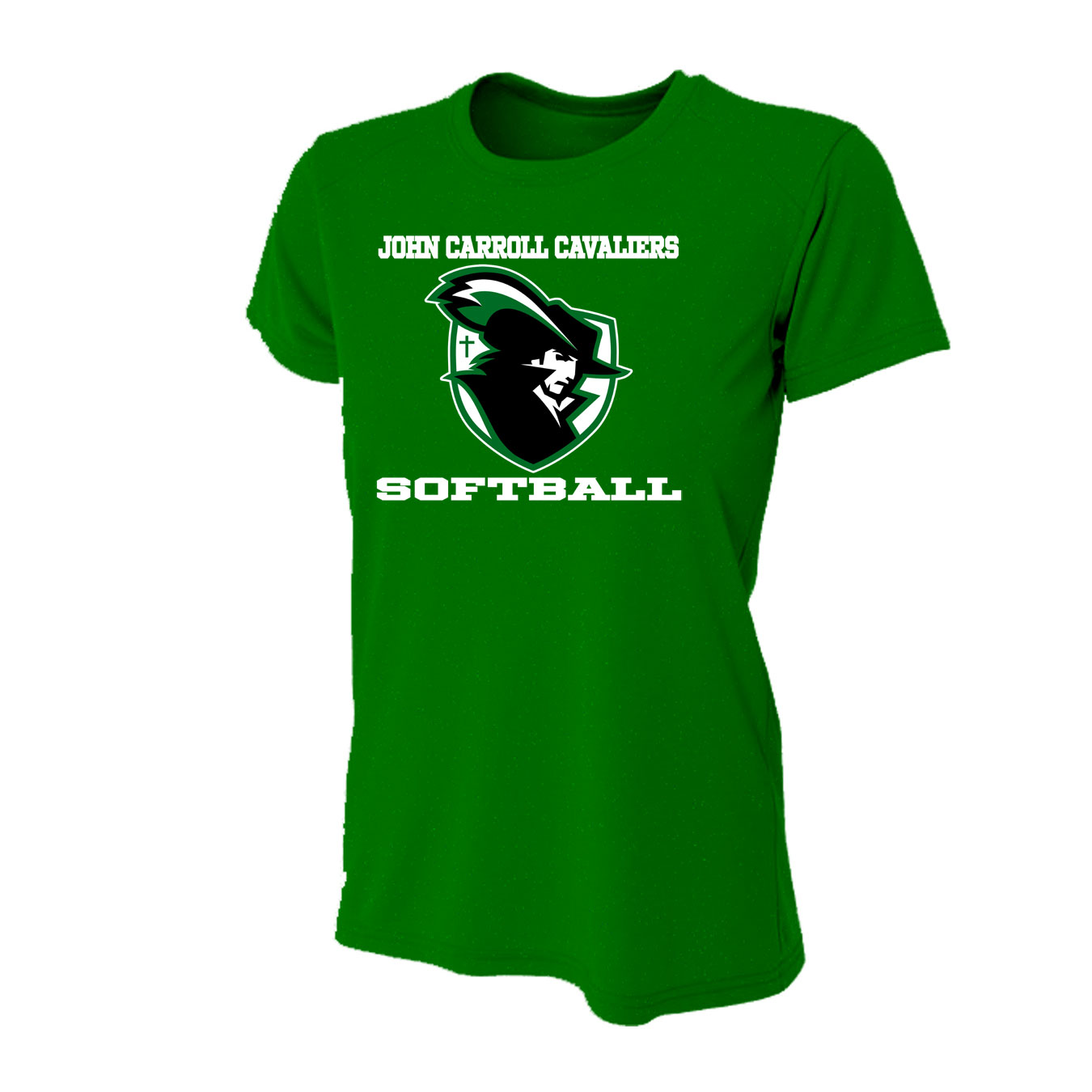 Women's Tight Fit Performance T-Shirt - Kelly - Logo Text Drop