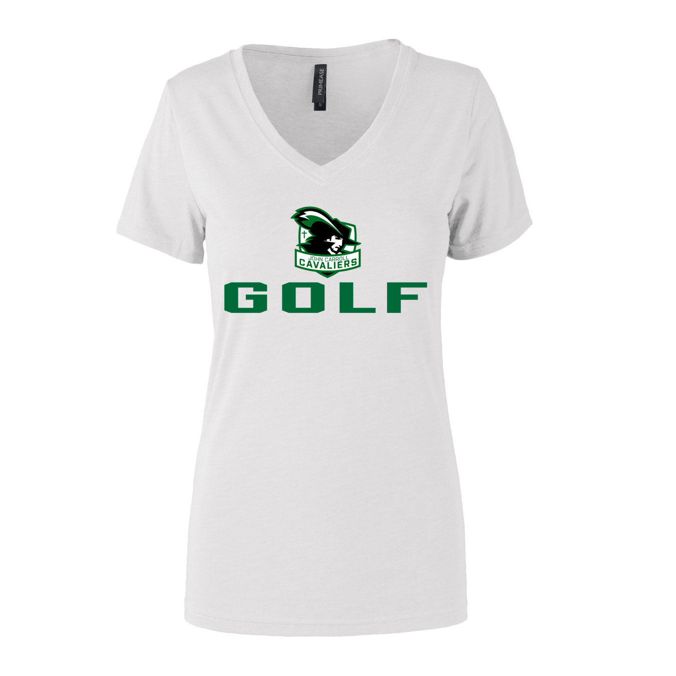 Women's Semi- Fitted Premium V- Neck T-Shirt  - White - Logo Sport Name