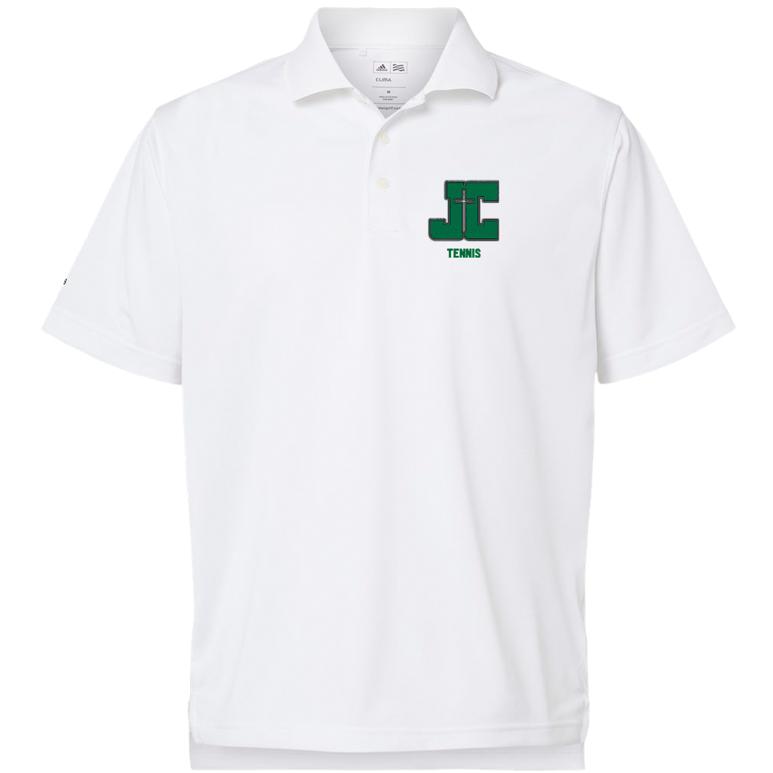 Men's Adidas Polo - White/ Black - Embroidery Text Drop