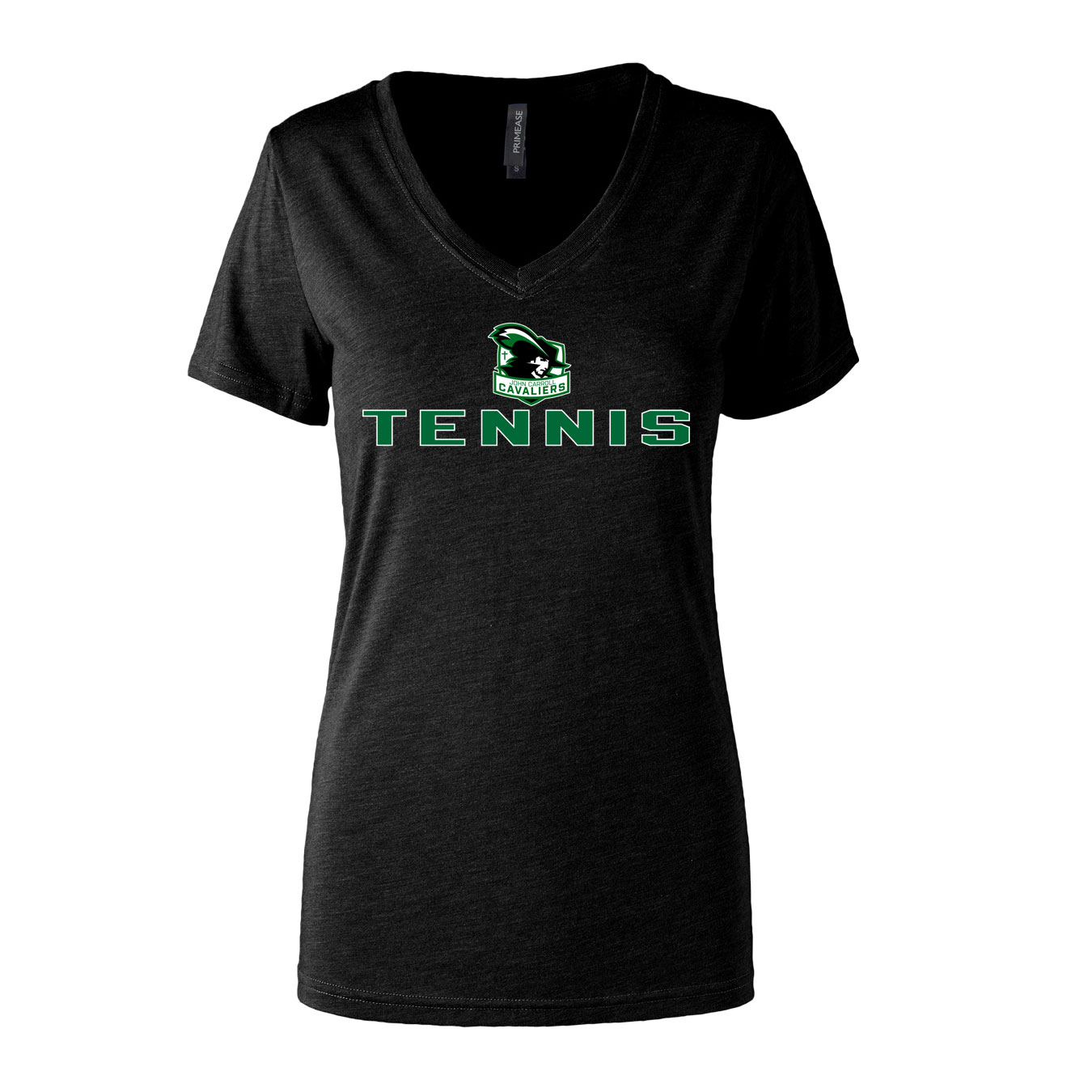 Women's Semi- Fitted Premium V- Neck T-Shirt  - Black - Logo Sport Name