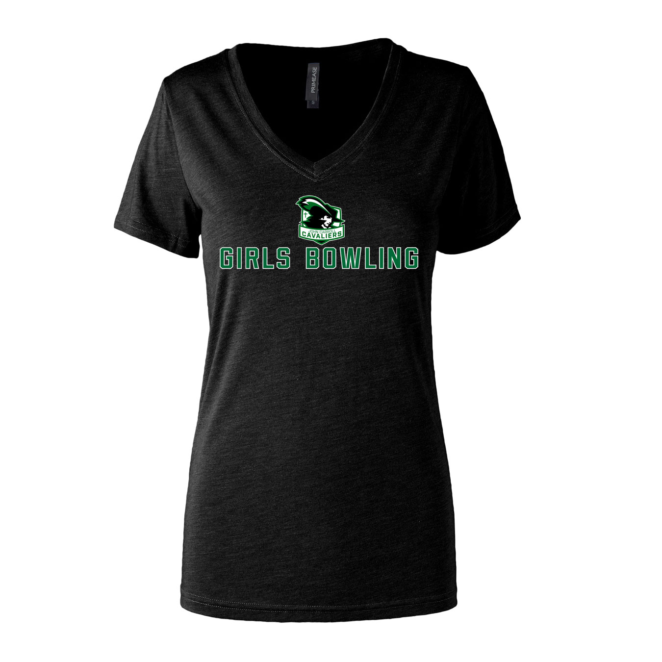 Women's Semi- Fitted Premium V- Neck T-Shirt - Black - Logo Sport Name
