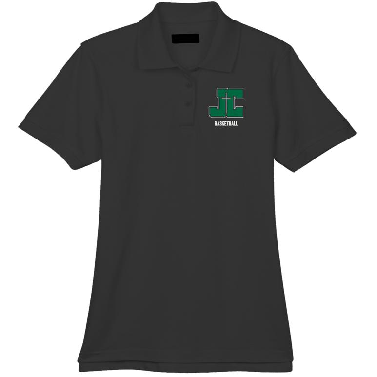 Women's Cotton Pique Polo - Black - Embroidery Text Drop