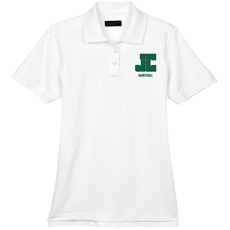 Women's Cotton Pique Polo - White - Embroidery Text Drop