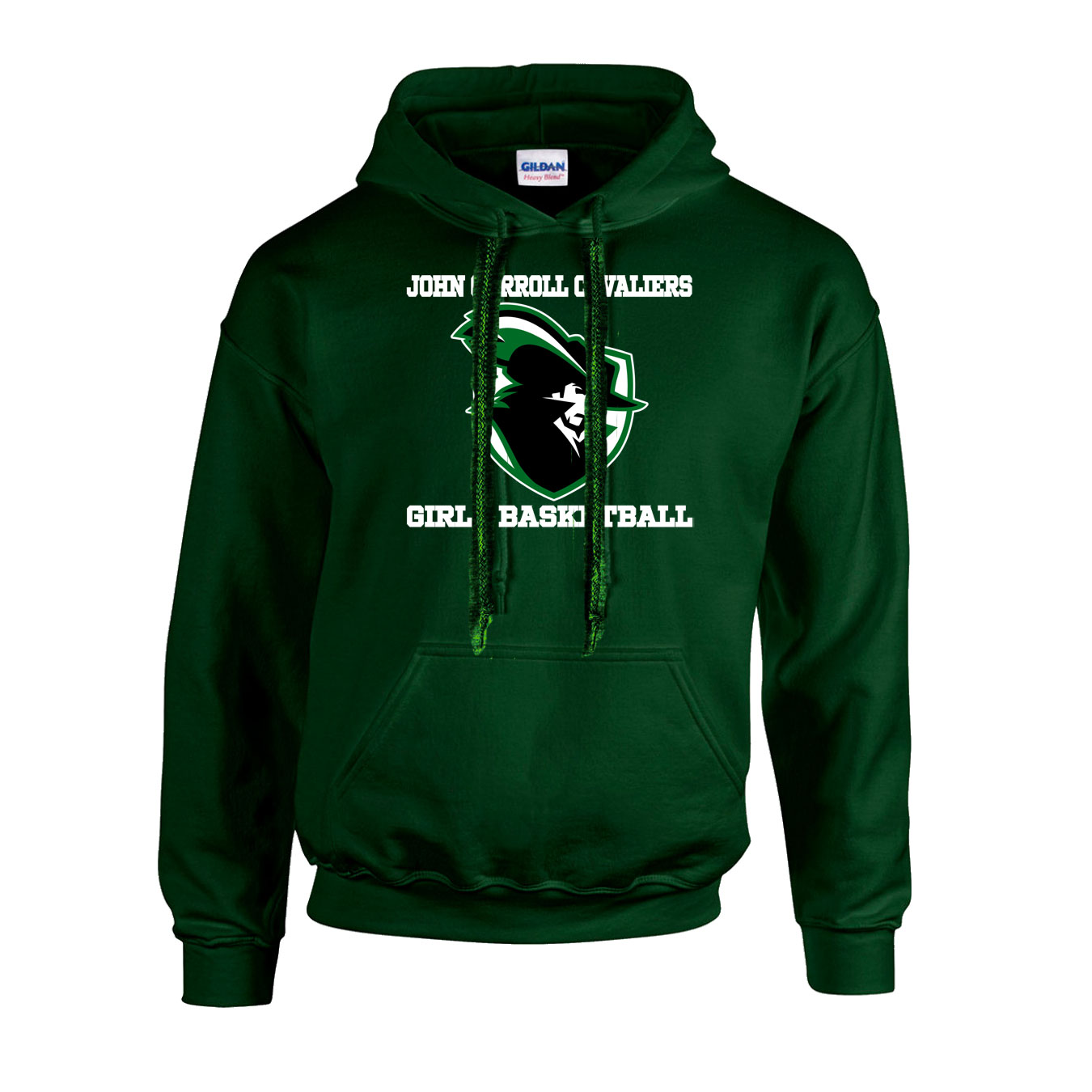 Fleece Hoodie - Forest Green - Logo Text Drop