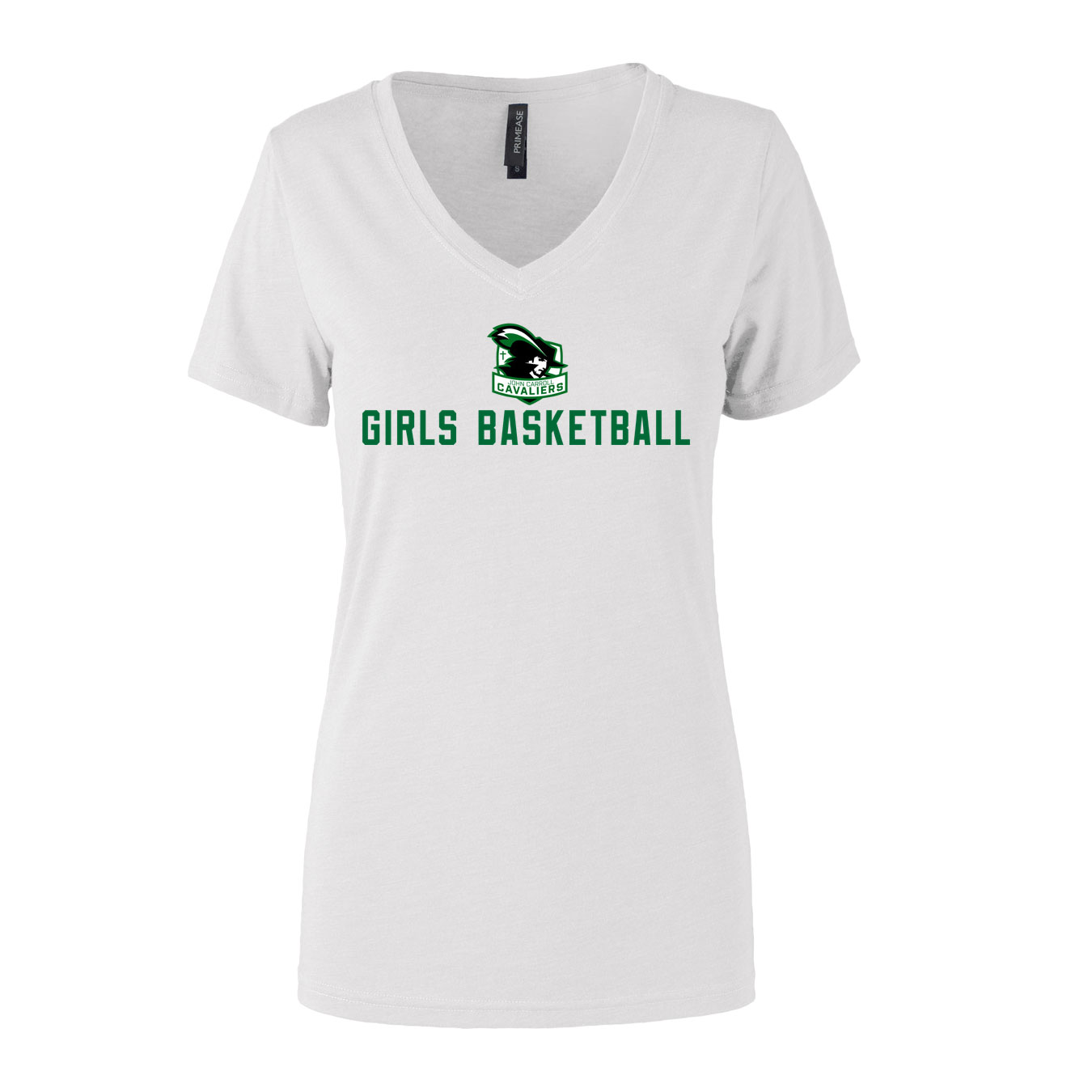 Women's Semi- Fitted Premium V- Neck T-Shirt - White - Logo Sport Name