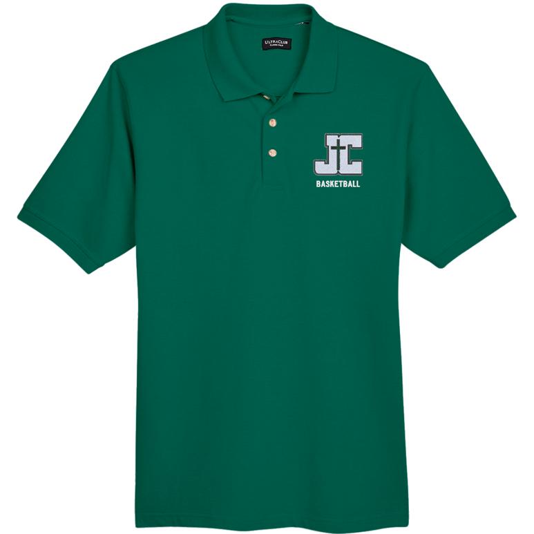 Men's Cotton Pique Polo - Forest Green - Embroidery Text Drop