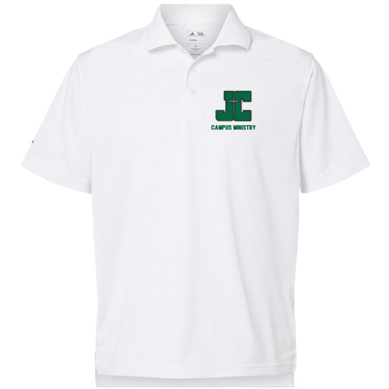 Men's Adidas Polo - White/ Black - Embroidery Text Drop
