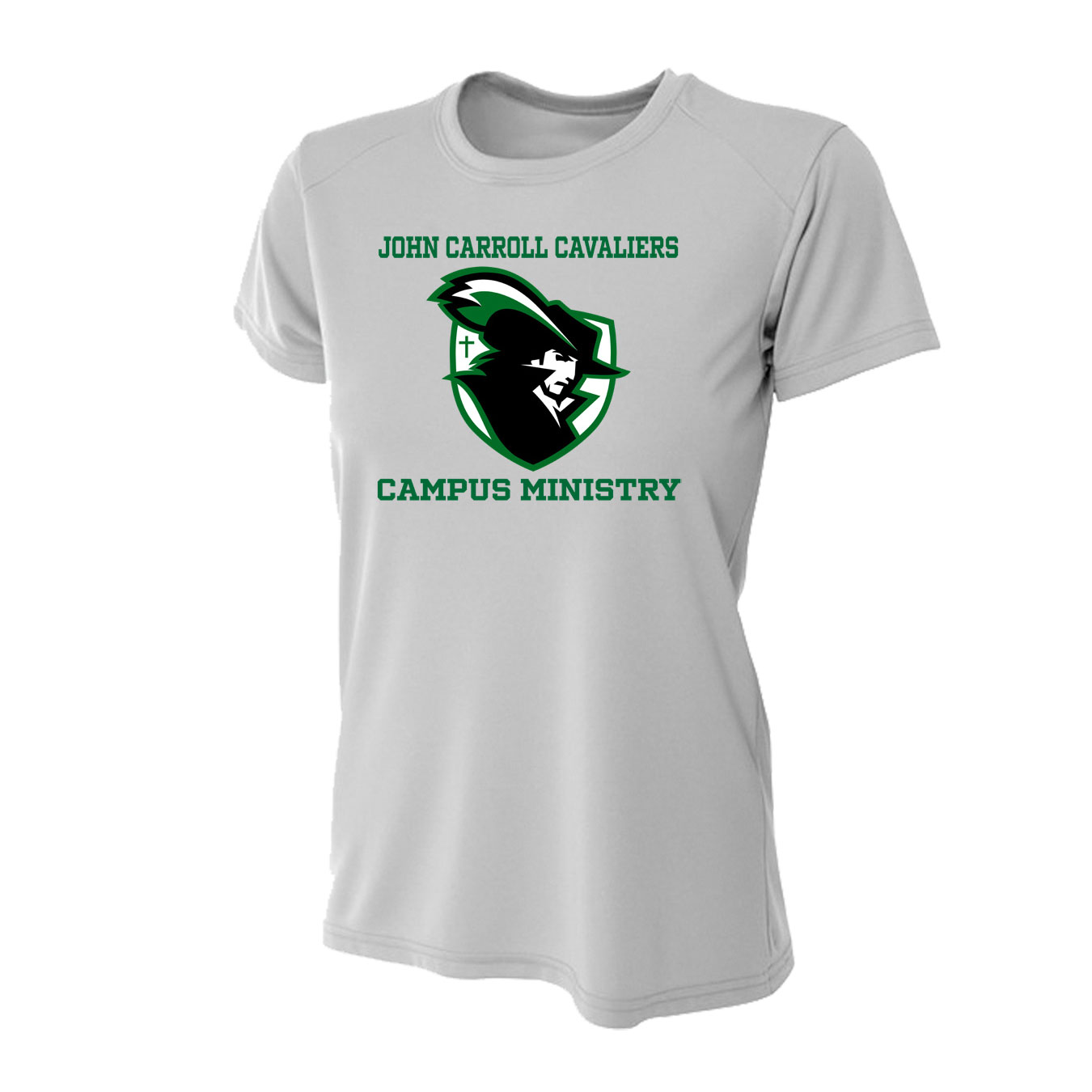 Women's Tight Fit Performance T-Shirt - Silver - Logo Text Drop