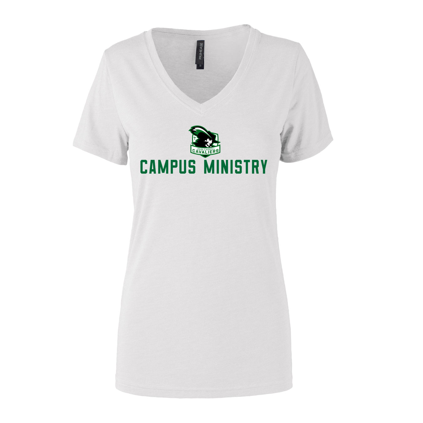 Women's Semi- Fitted Premium V- Neck T-Shirt  - White - Logo Sport Name