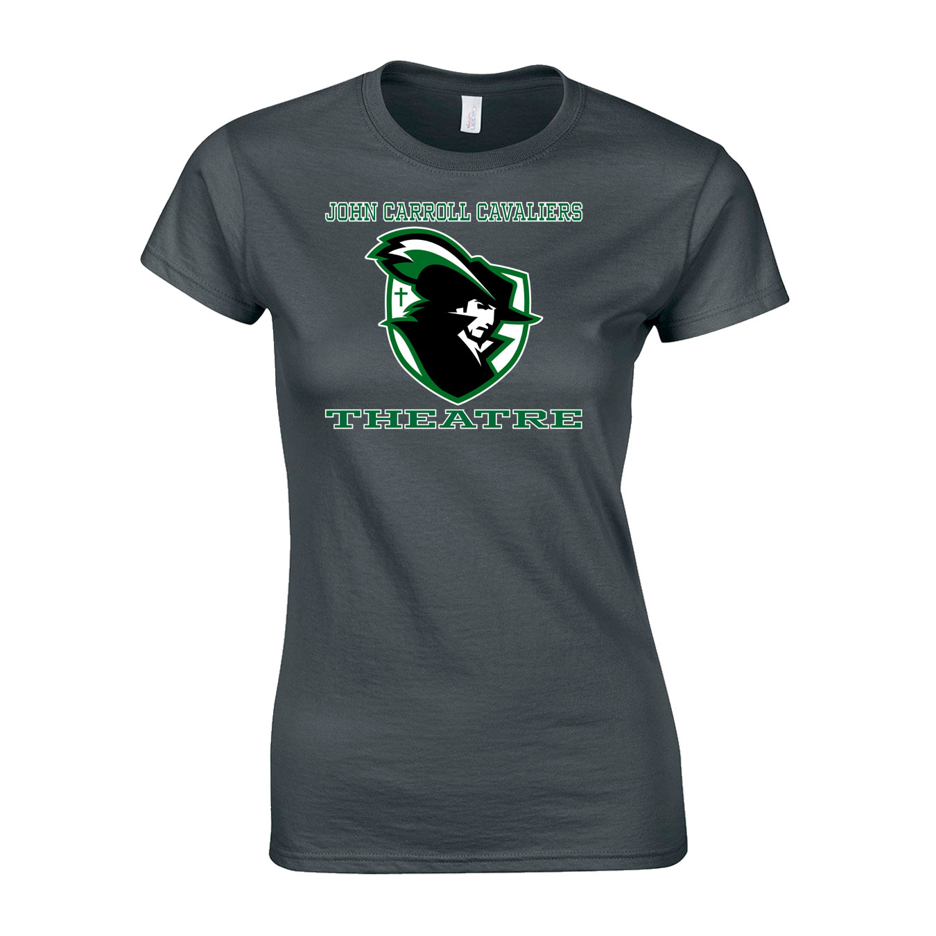 Women's Semi-Fitted Classic T-Shirt - Charcoal - Logo Text Drop