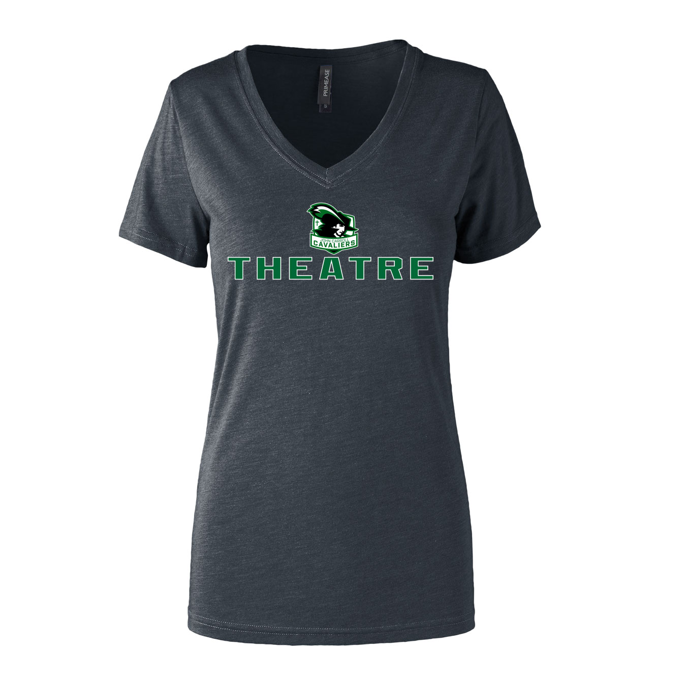 Women's Semi- Fitted Premium V- Neck T-Shirt - Charcoal Heather - Logo Sport Name