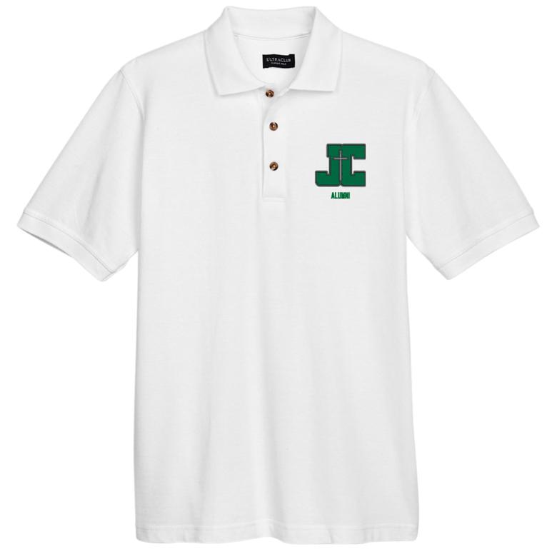 Men's Cotton Pique Polo - White - Embroidery Text Drop