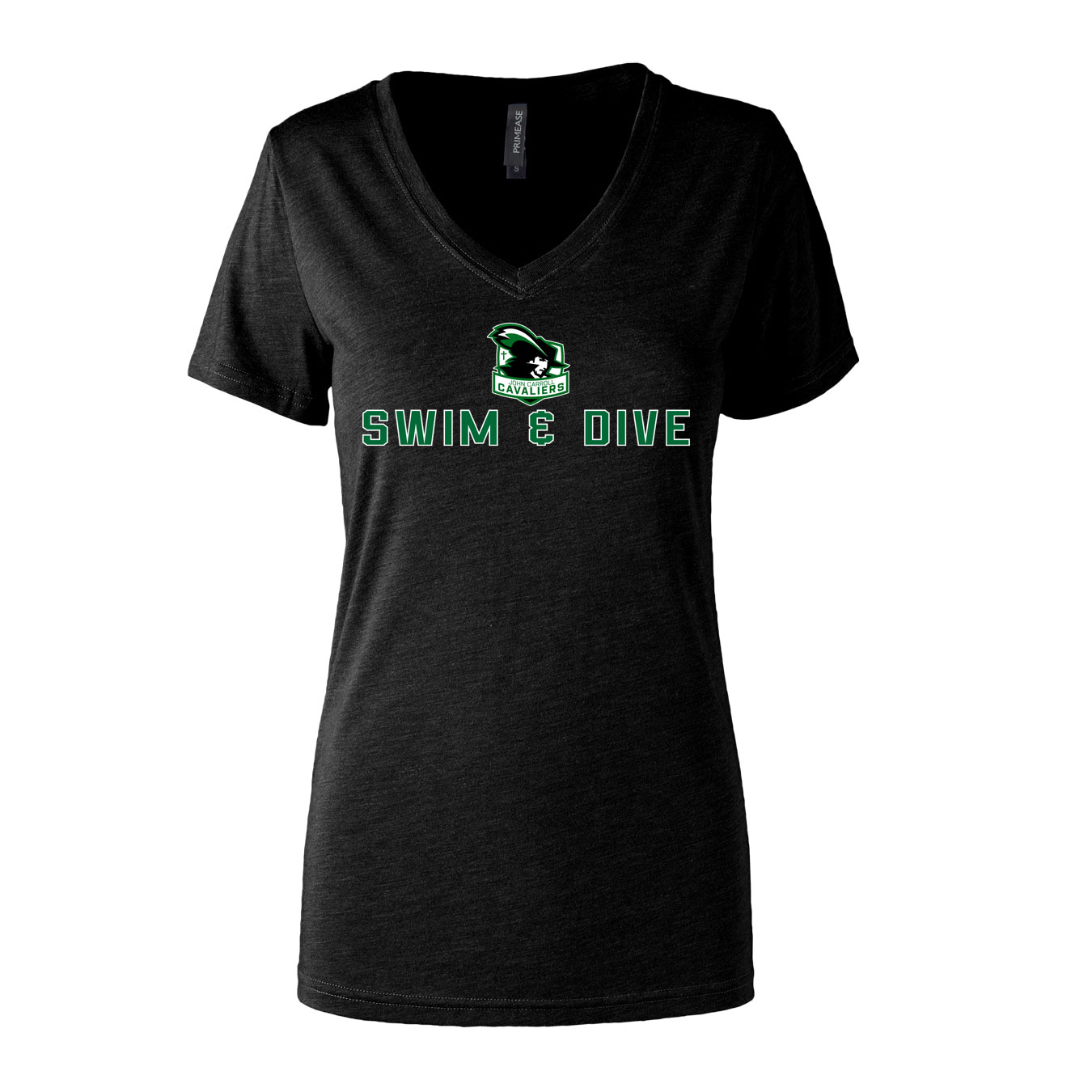 Women's Semi- Fitted Premium V- Neck T-Shirt  - Black - Logo Sport Name