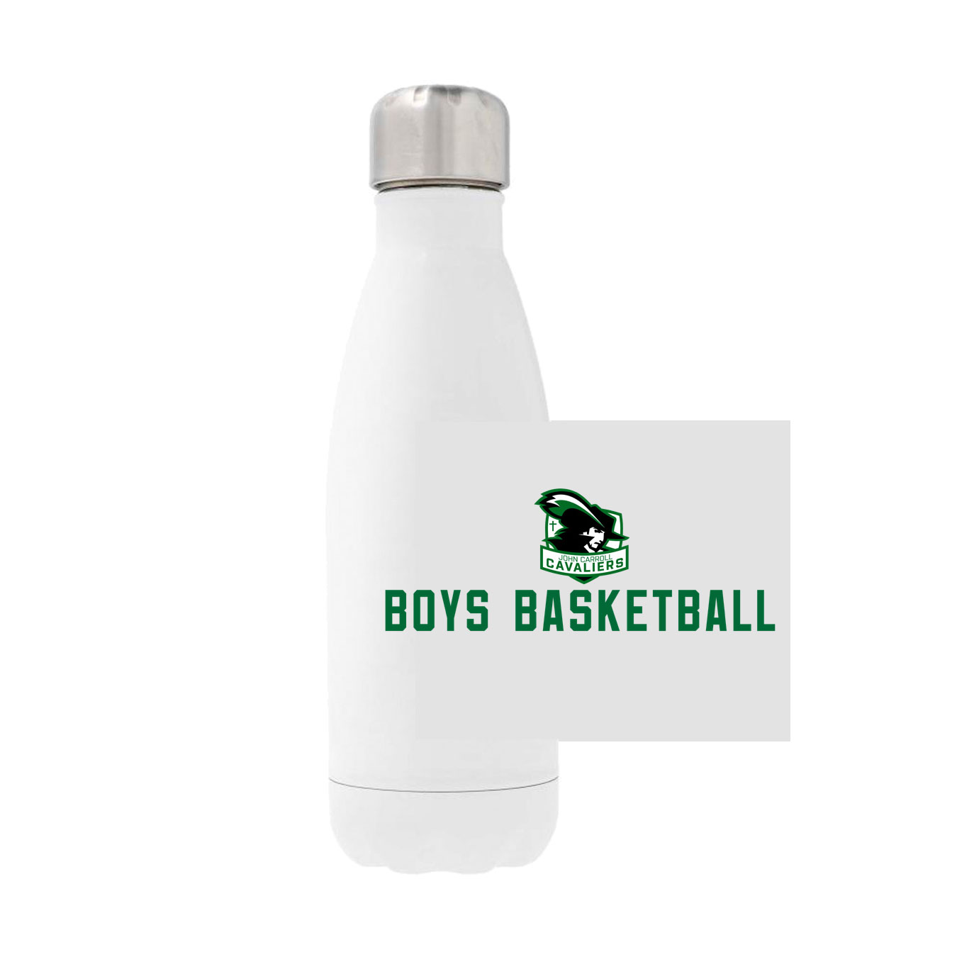 12oz Stainless Steel Water Bottle - White - Logo Sport Name