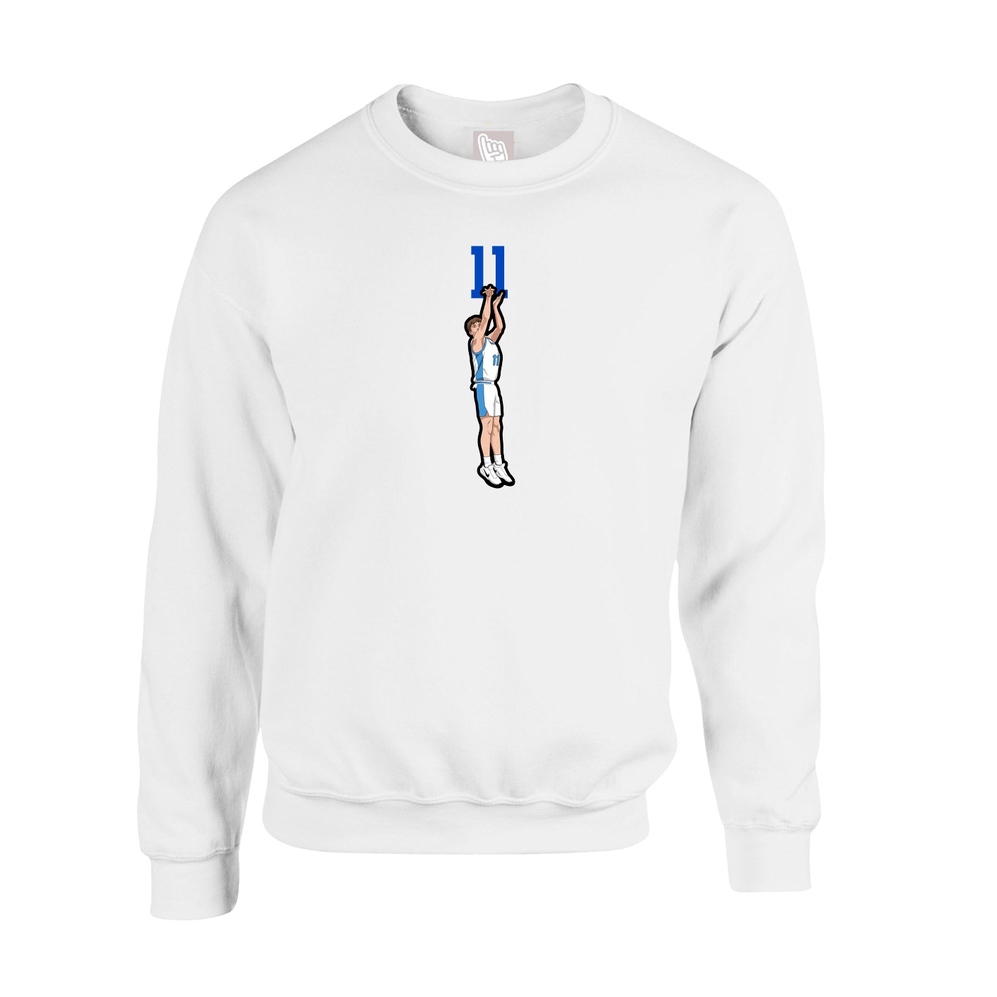 Fleece Crew — Number Top in White
