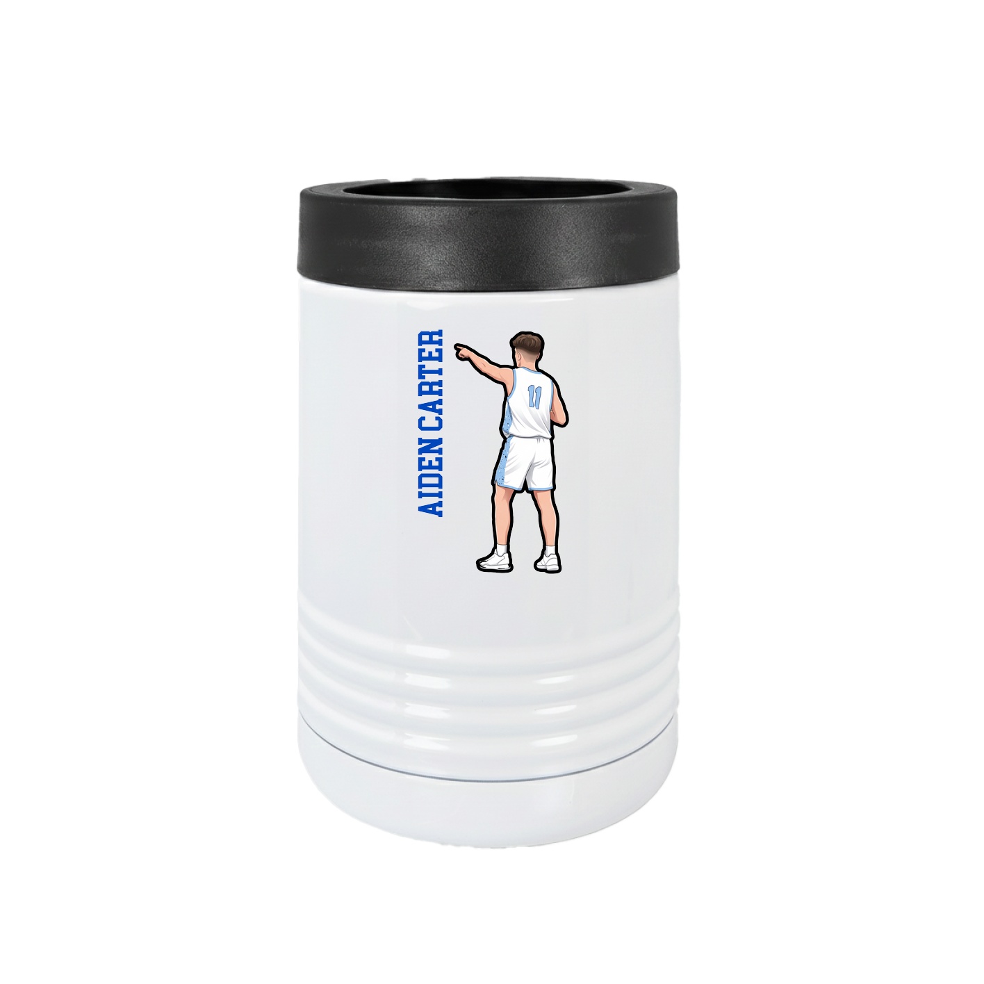 Beverage Holder — Name Vertical in White