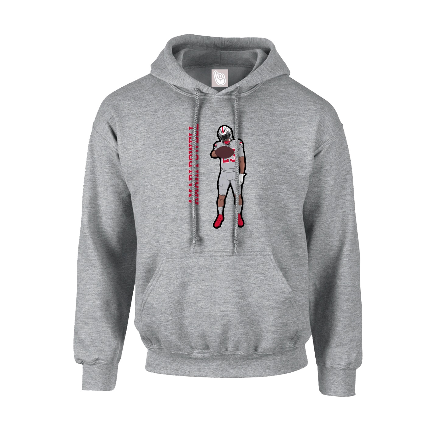 Youth Hoodie — Name Vertical in Grey