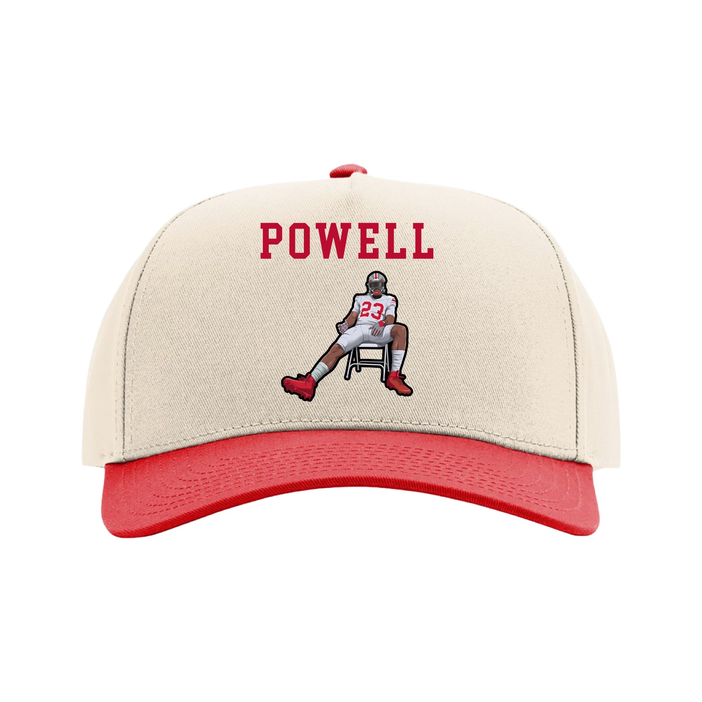 Full Fabric Five-Panel Champ Cap — Shirsey in Cream/Red