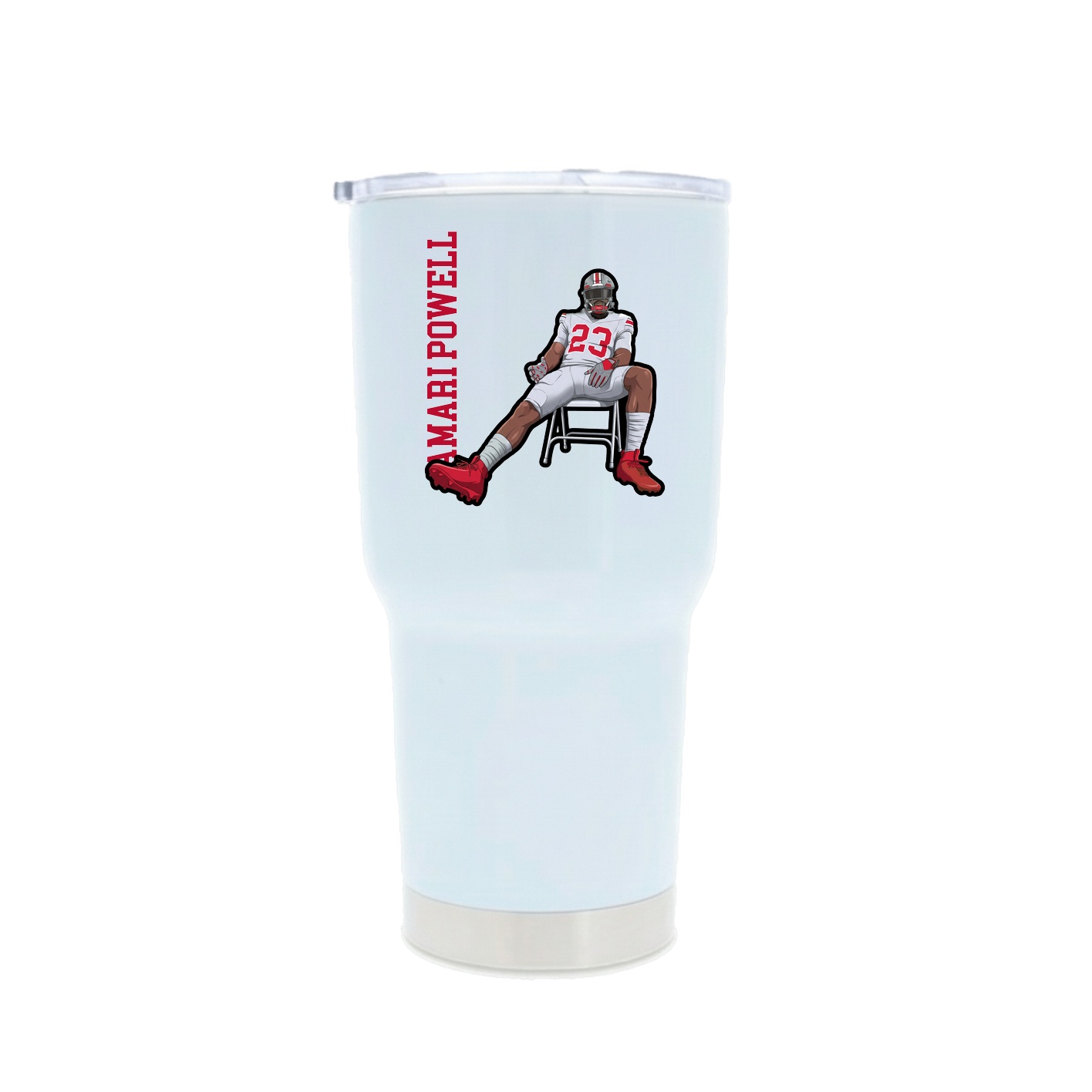 30oz Stainless Steel Tumbler — Name Vertical in White