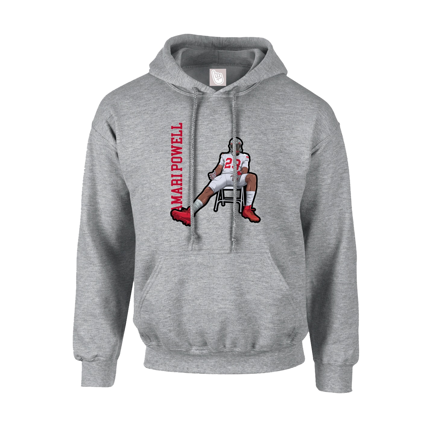 Youth Hoodie — Name Vertical in Grey