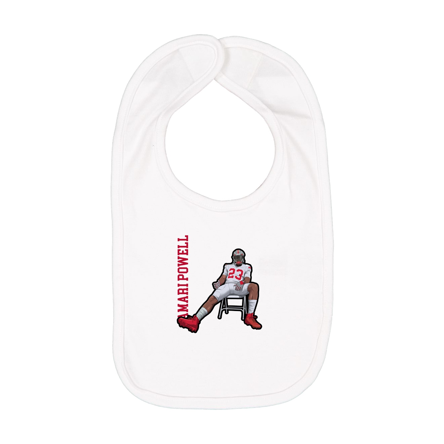 Infant Bib — Name Vertical in White
