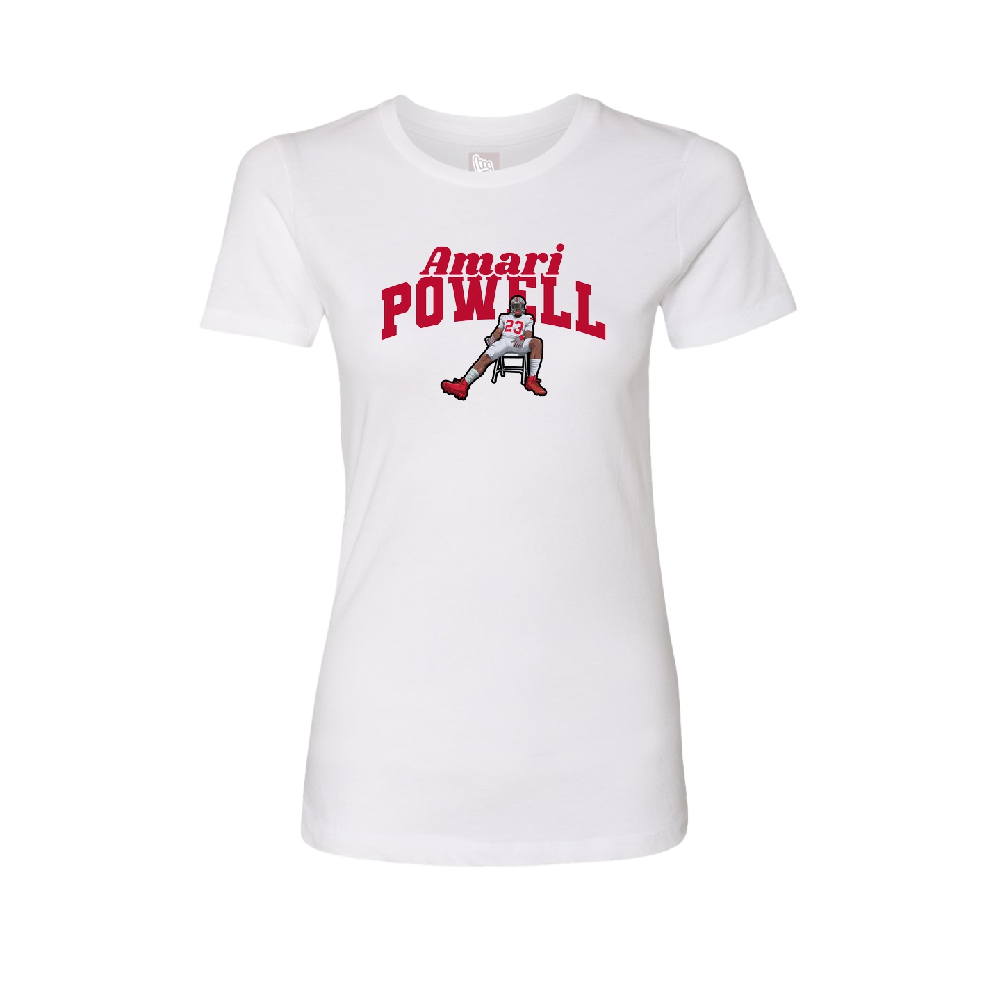 Fitted Women's Tee — Signature Arch in White