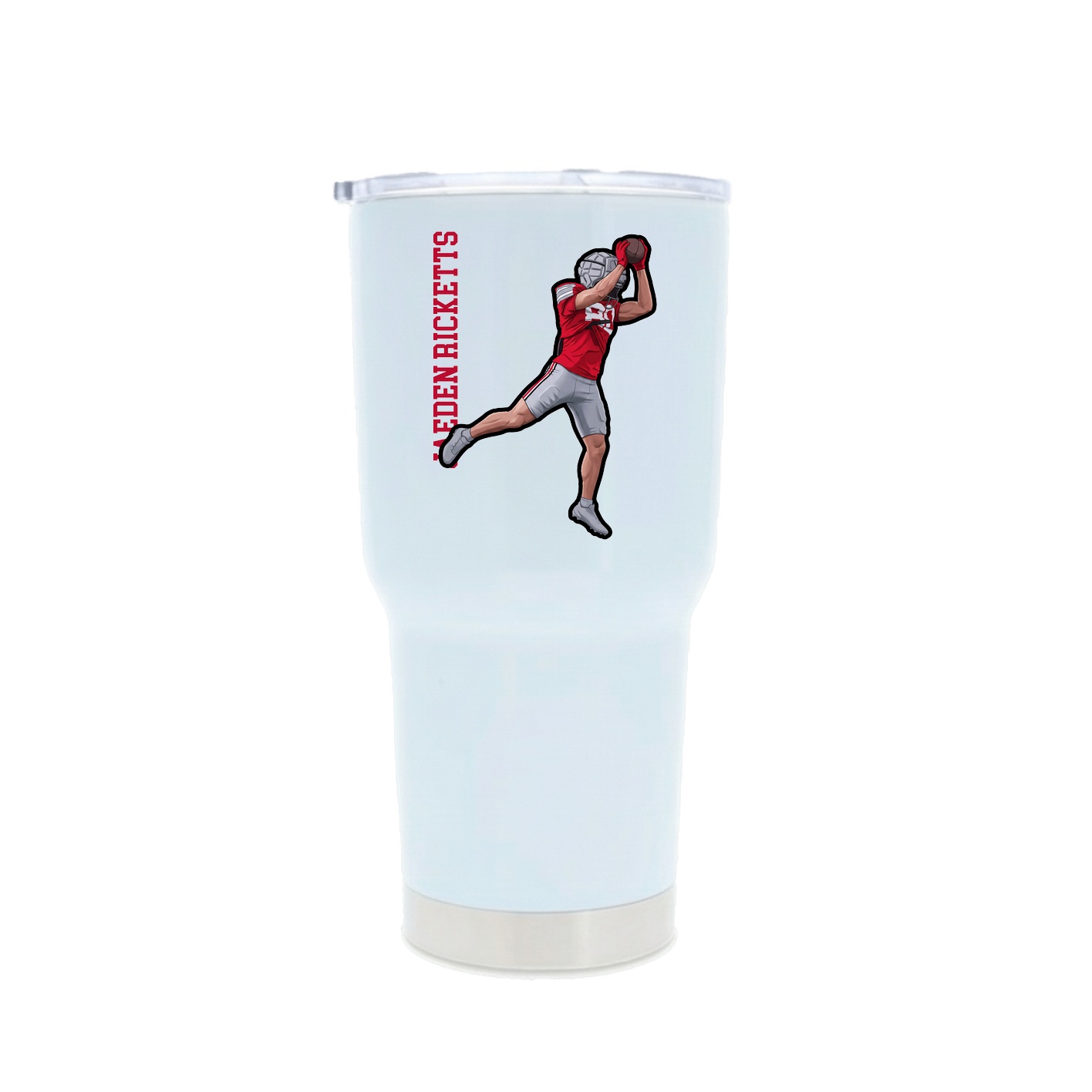 30oz Stainless Steel Tumbler — Name Vertical in White