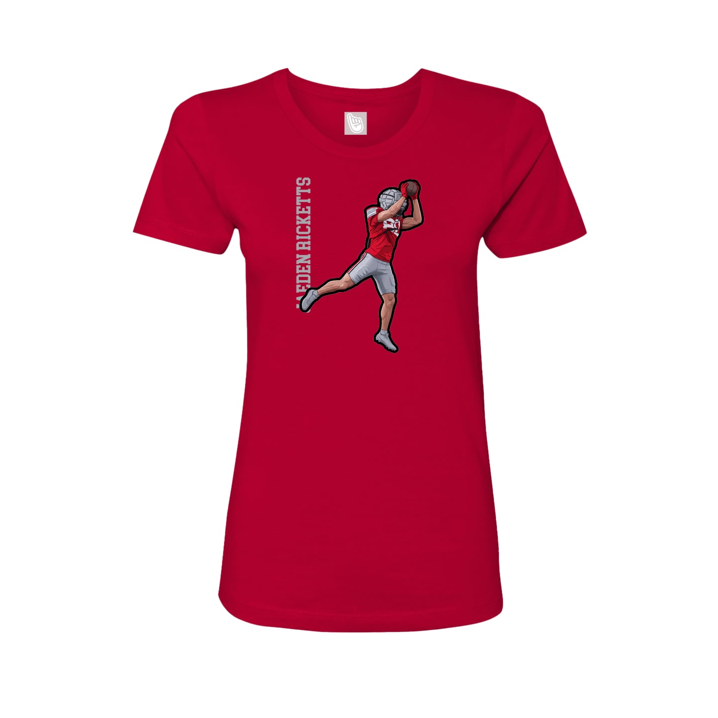 Fitted Women's Tee — Name Vertical in Red