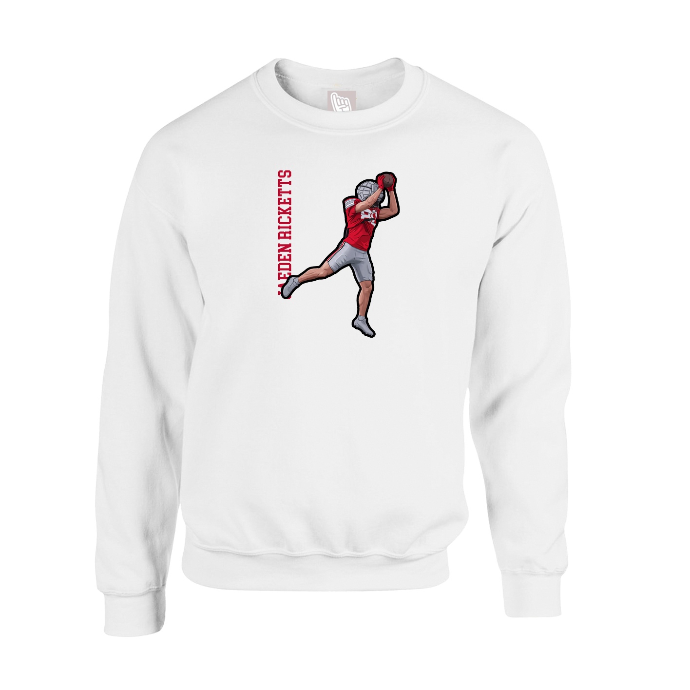Fleece Crew — Name Vertical in White