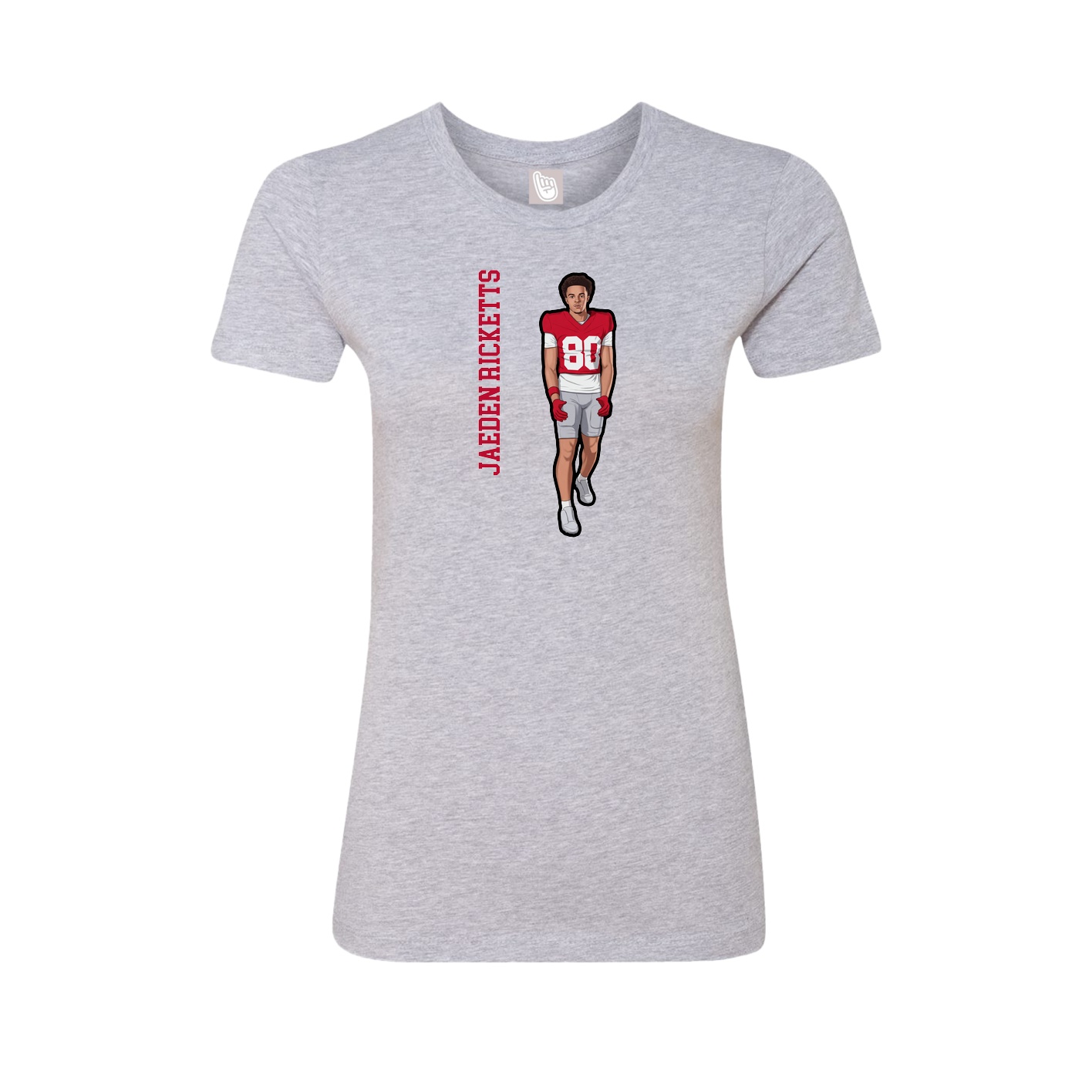 Fitted Women's Tee — Name Vertical in Grey