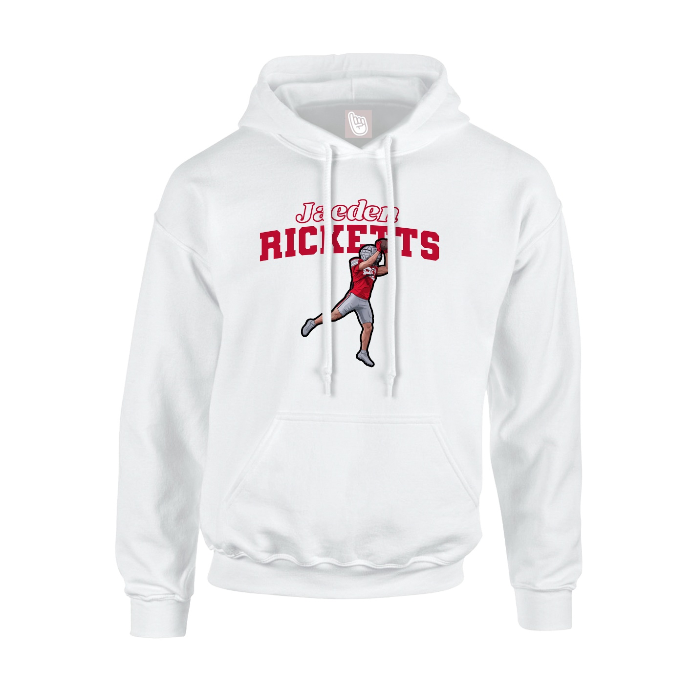 Youth Hoodie — Name Arch in White