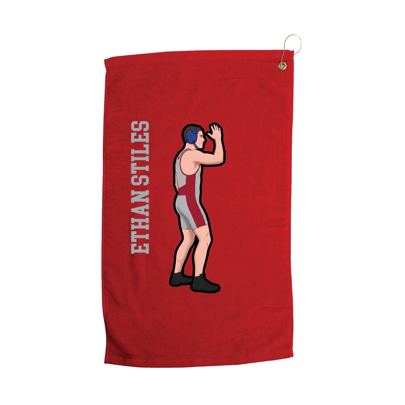 Golf Towel — Name Vertical in Red