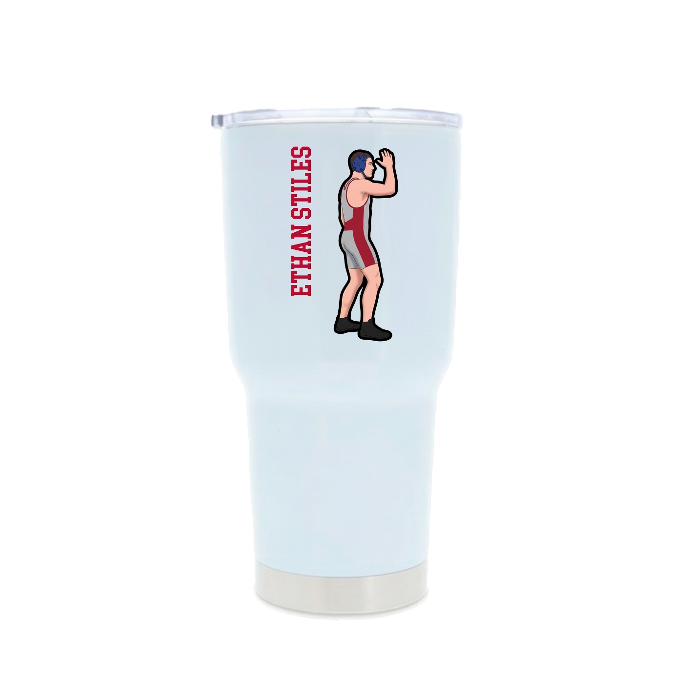 30oz Stainless Steel Tumbler — Name Vertical in White